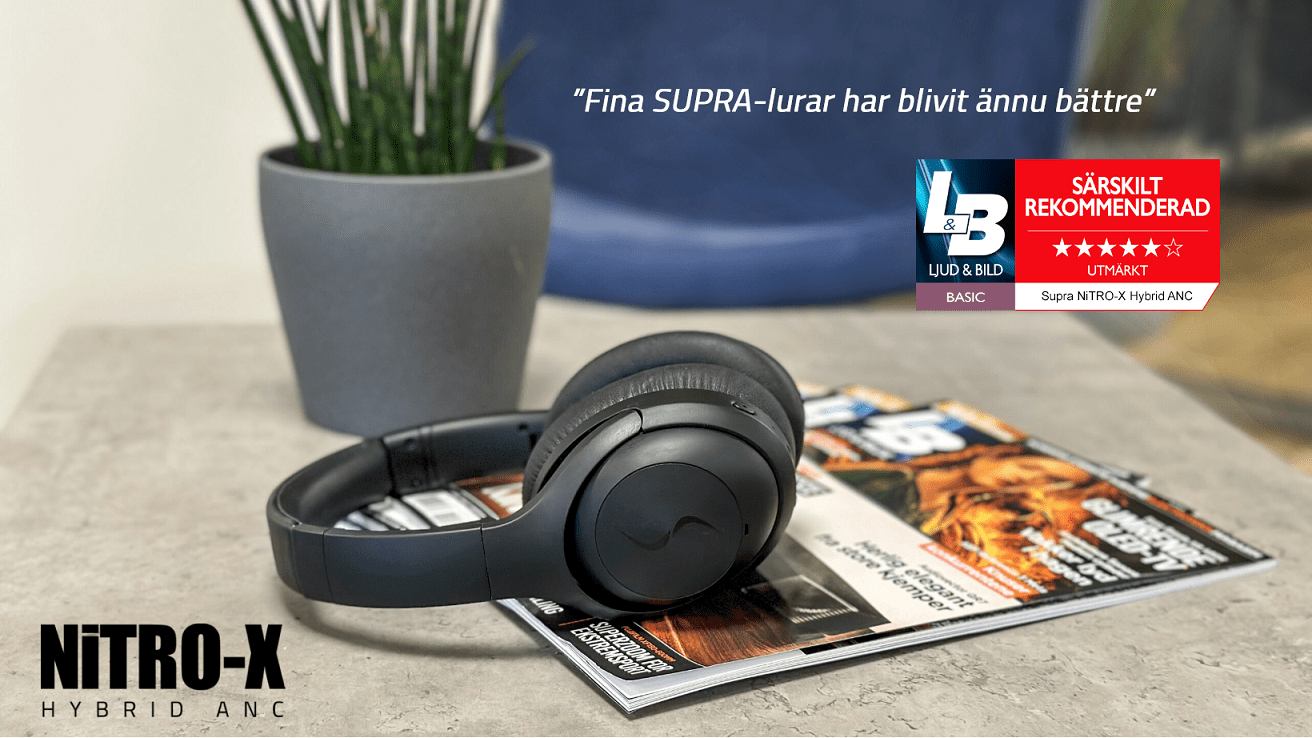 SUPRA NiTRO-X Hybrid ANC Over-ear ”Särskilt rekommenderad” av magasinet Ljud & Bild